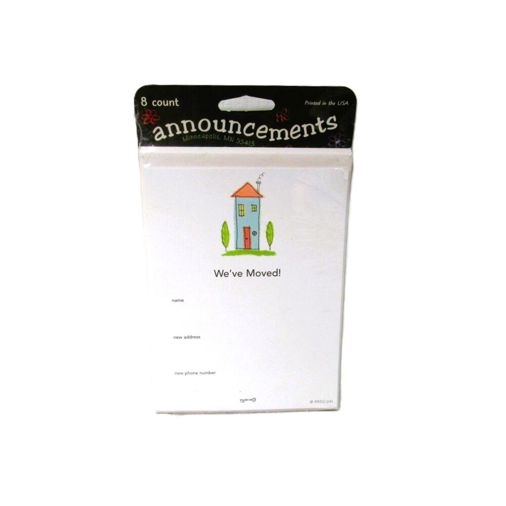 Moving Announcements 8‑Ct Cardstock Crayon House + Envelopes New Address Cards